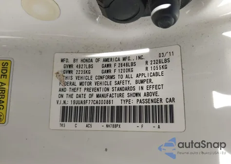 2012 Acura Tl 3.7 из США, поврежденный, VIN 19UUA9F77CA000861